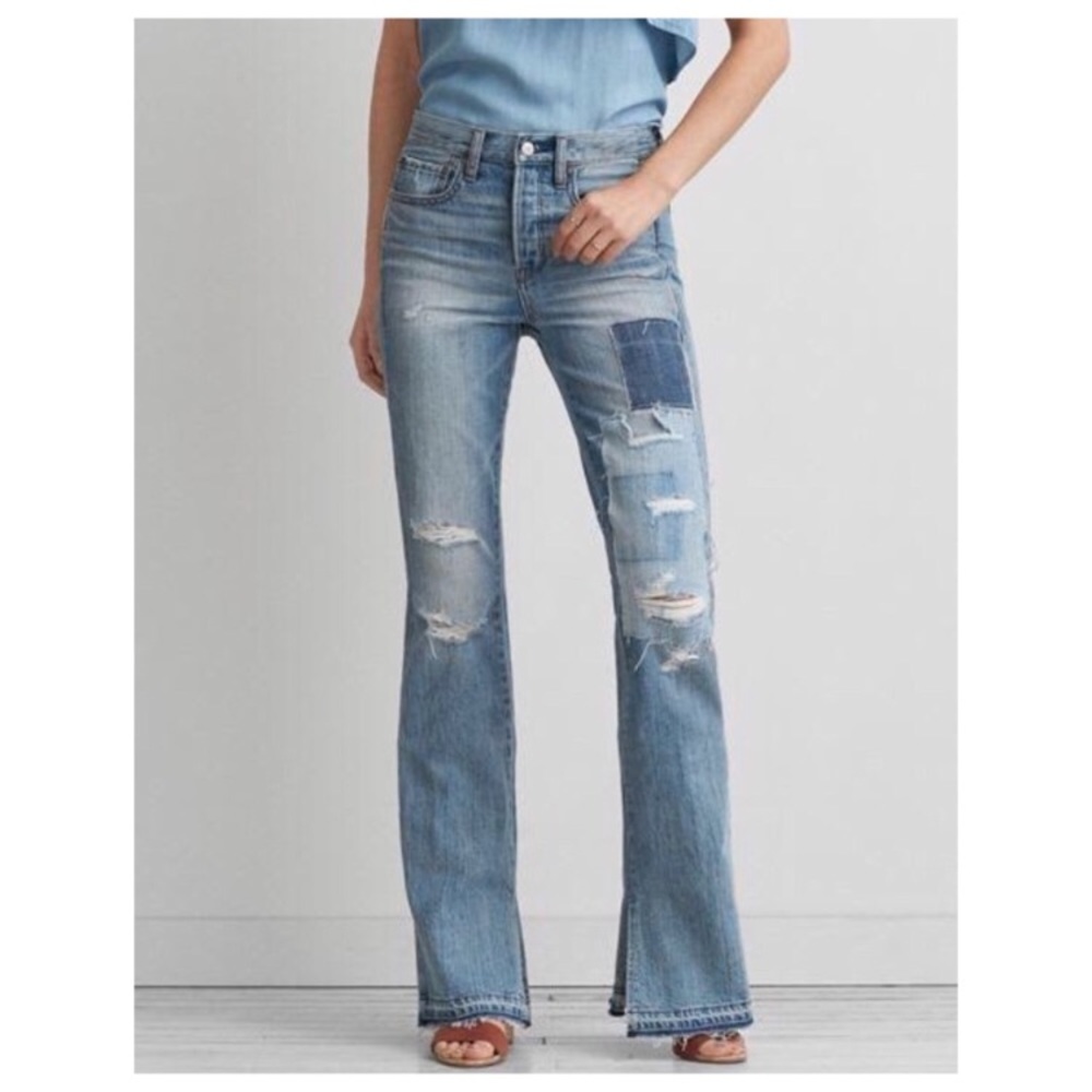 AE Flare Patched Jeans